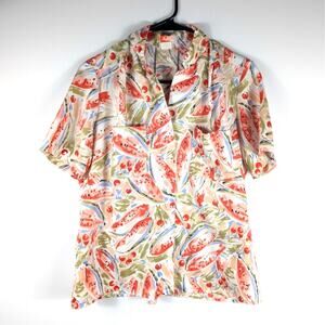 Levi Strauss 1970s Vintage L Womens Blouse Shirt Floral Print USA Made Top